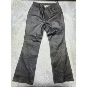 Vintage Newport News Leather Pants‎ Womens 14 Black Wide Leg Flared Boot *SPOTS